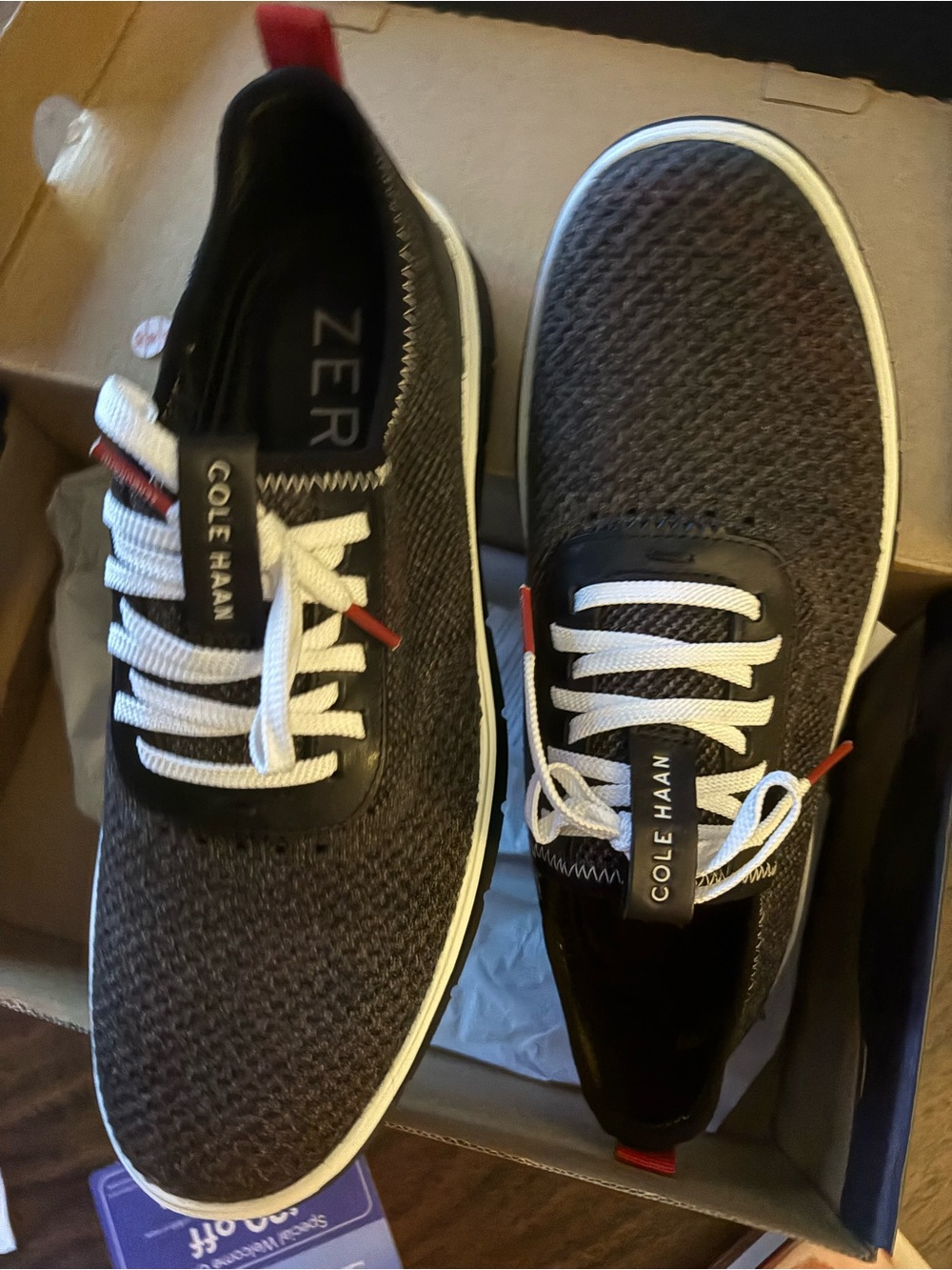 Cole Haan Men’s Charcoal Knit Sneakers with White Laces
